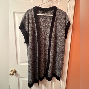 SHEIN Black & Gray Marled Open-Front Short Sleeve Cardigan